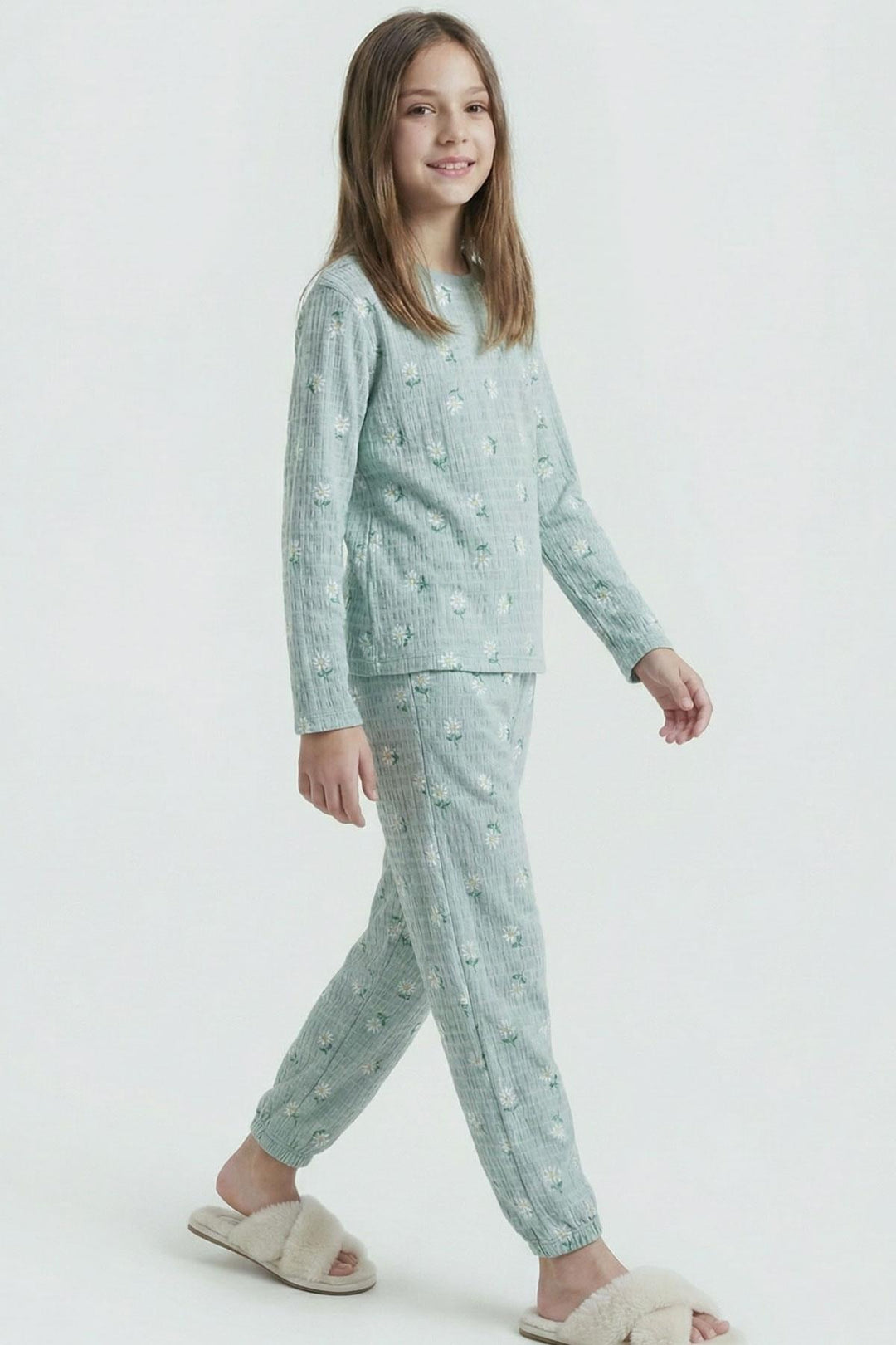 BRE Breeze Kız Çocuk Pijama Takımı Papatya Desenli 92 Yaş, Su Yeşili - Oranienburg