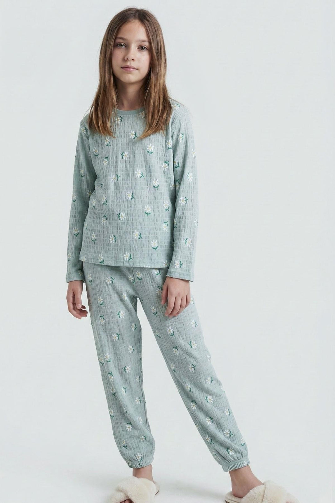 BRE Breeze Kız Çocuk Pijama Takımı Papatya Desenli 92 Yaş, Su Yeşili - Oranienburg