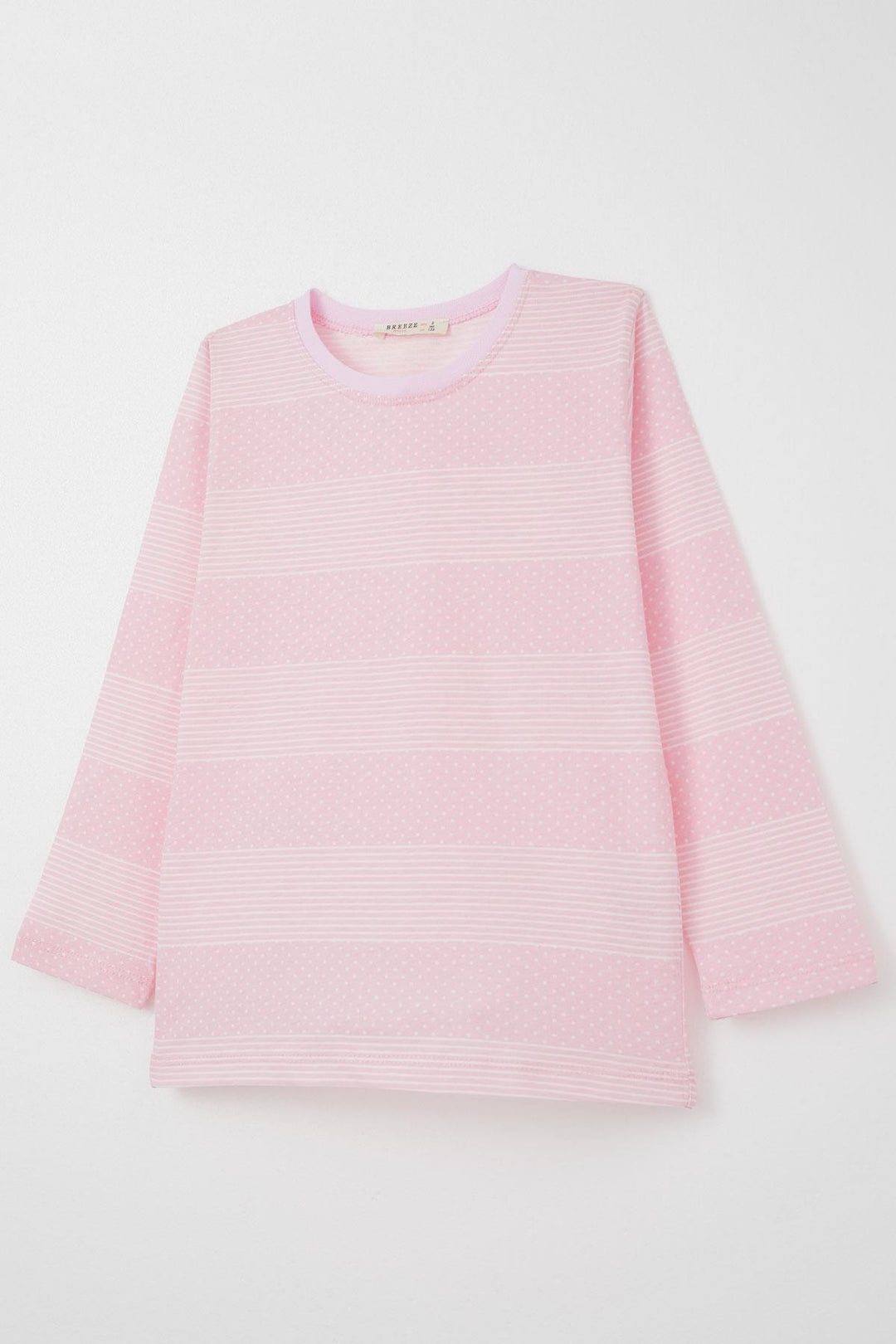 BRE Breeze Girl's Pajama Set with Polka Dot Pattern, 4-8 Years, Pink - Helmond