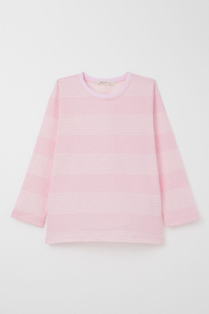 BRE Breeze Girl's Pajama Set with Polka Dot Pattern, 4-8 Years, Pink - Helmond