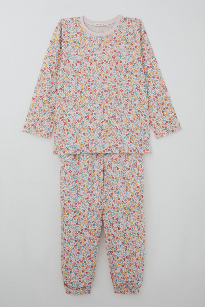 BRE Breeze Kız Çocuk Pijama Takımı Renkli Çiçek Desenli 4-8 Yaş, Karışık Renk - Valdemoro