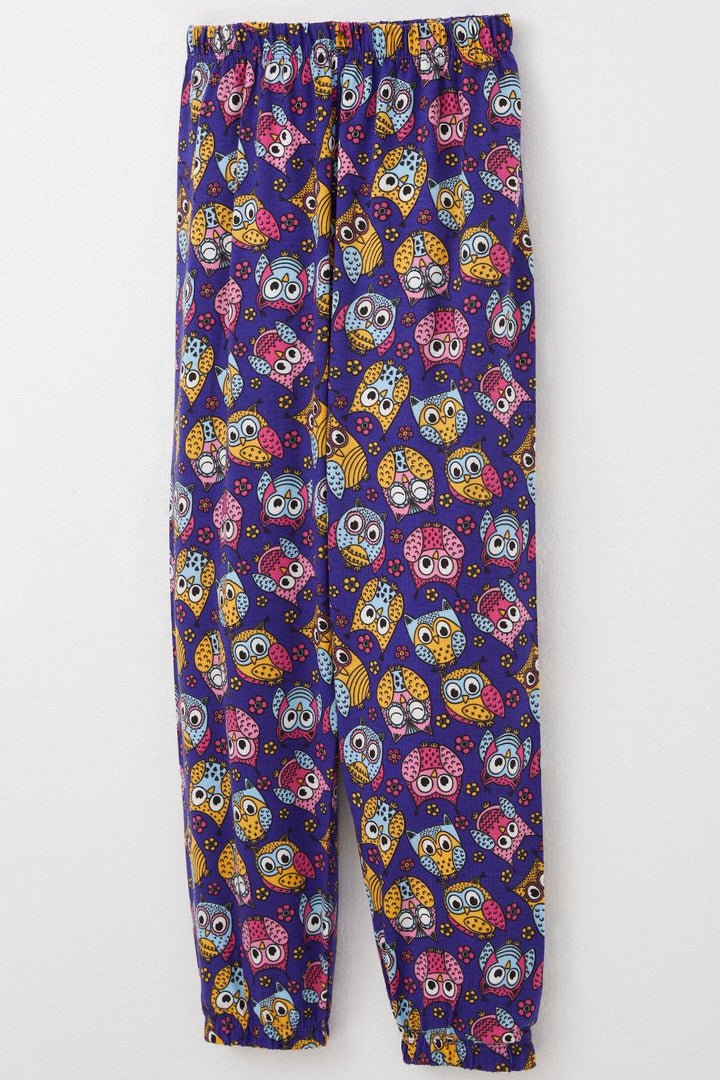 BRE Breeze Girl's Pajama Set Colorful Cute Owl Patterned 4-8 Years, Purple - Greenfield