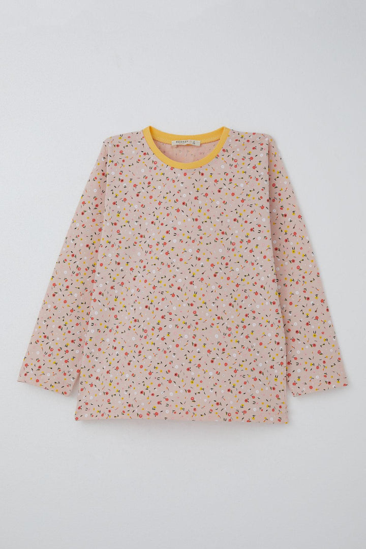 BRE Breeze Girl's Pajama Set Colorful Small Flower Patterned 4-8 Years, Powder - Tapachula