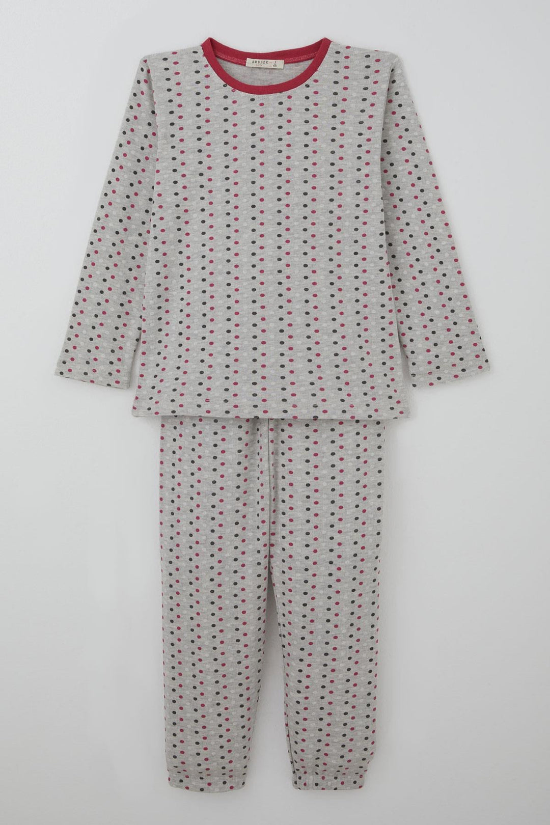 BRE Breeze Kız Çocuk Pijama Takımı Renkli Puantiye Desenli 4-8 Yaş, Açık Gri Melanj - Pesquería