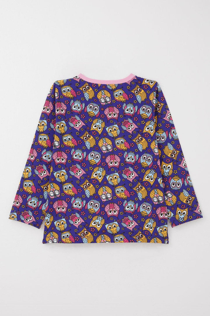 BRE Breeze Girl's Pajama Set Colorful Cute Owl Patterned 4-8 Years, Purple - Greenfield