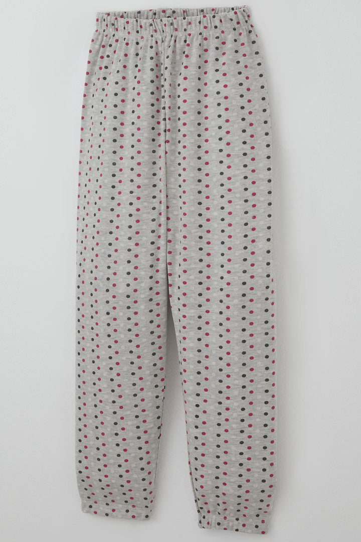 BRE Breeze Kız Çocuk Pijama Takımı Renkli Puantiye Desenli 4-8 Yaş, Açık Gri Melanj - Pesquería