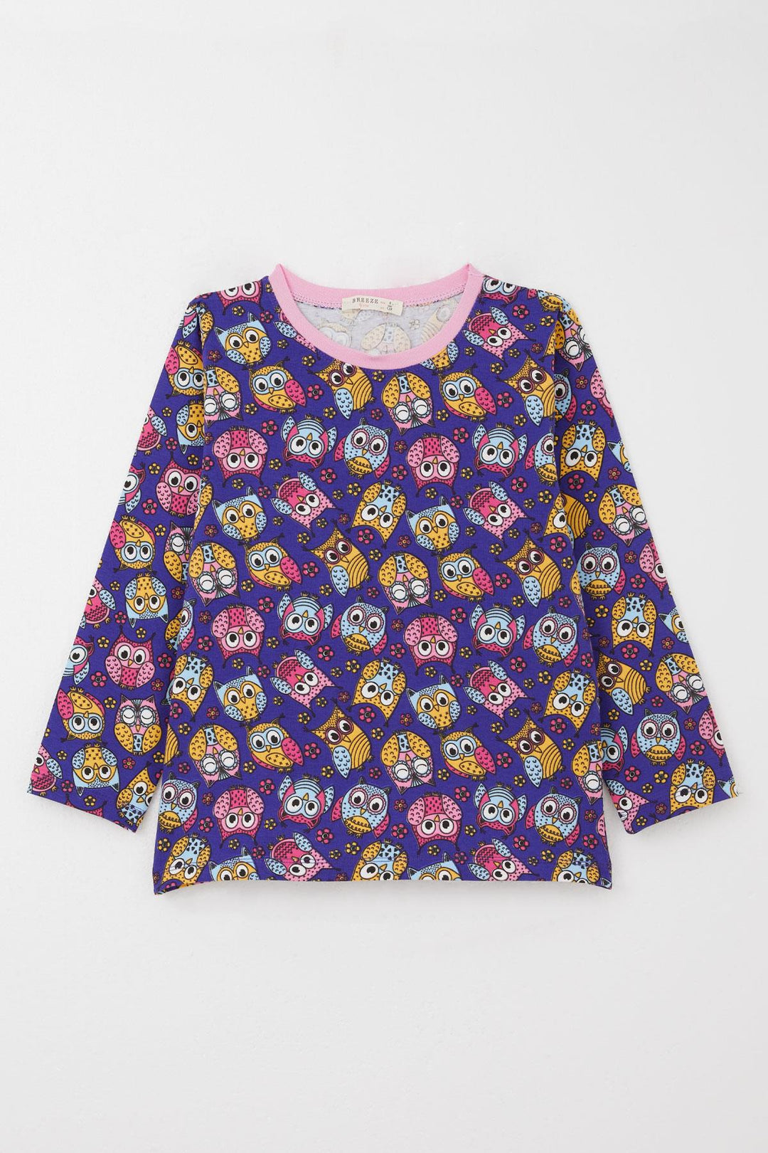 BRE Breeze Girl's Pajama Set Colorful Cute Owl Patterned 4-8 Years, Purple - Greenfield