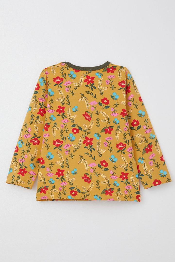 BRE Breeze Girl's Pajama Set Colorful Flower Patterned 1-3 Years, Mustard Yellow - Clacton-on-Sea