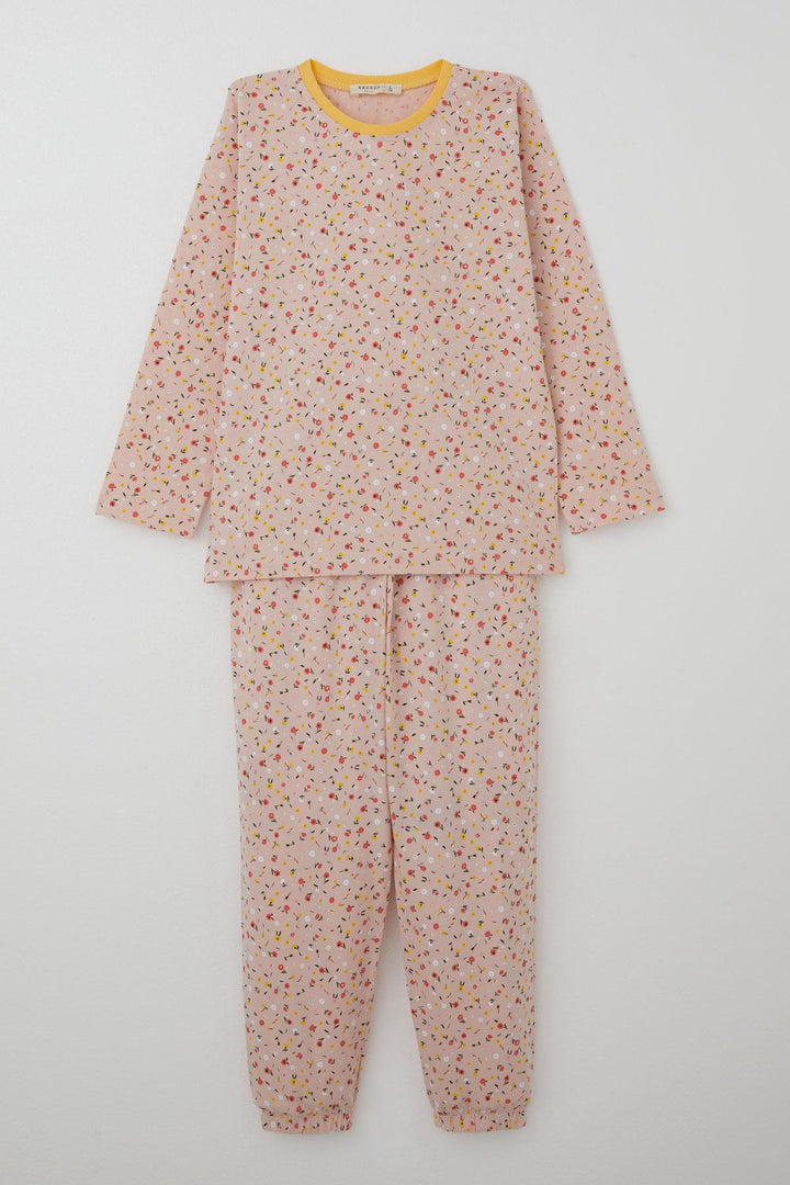 BRE Breeze Girl's Pajama Set Colorful Small Flower Patterned 4-8 Years, Powder - Tapachula