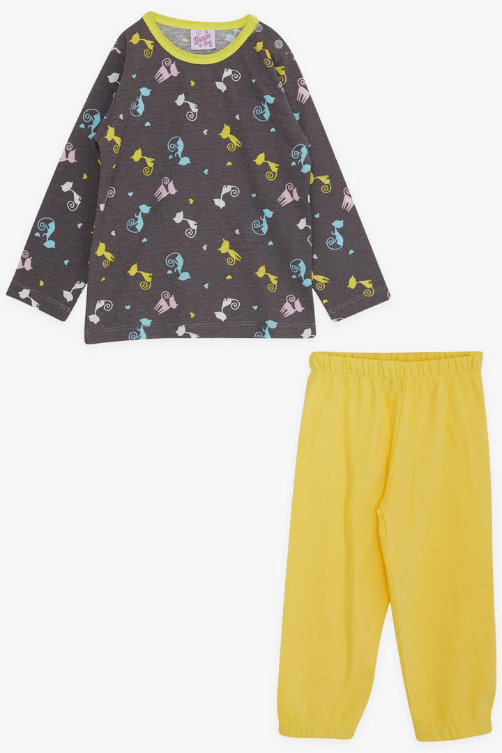 BRE Breeze Girl's Pajama Set with Colorful Kitty Pattern, 1-4 Years, Brown - Denia