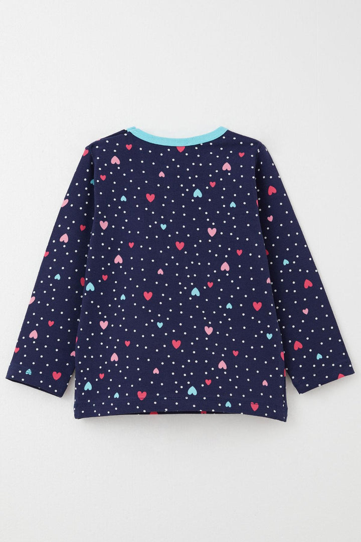 BRE Breeze Girl's Pajama Set Colorful Heart Patterned Polka Dot 1-3 Years, Navy Blue - Rochester