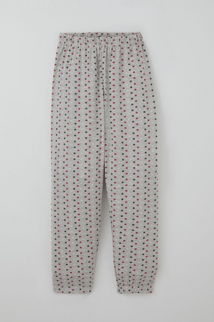 BRE Breeze Kız Çocuk Pijama Takımı Renkli Puantiye Desenli 4-8 Yaş, Açık Gri Melanj - Pesquería