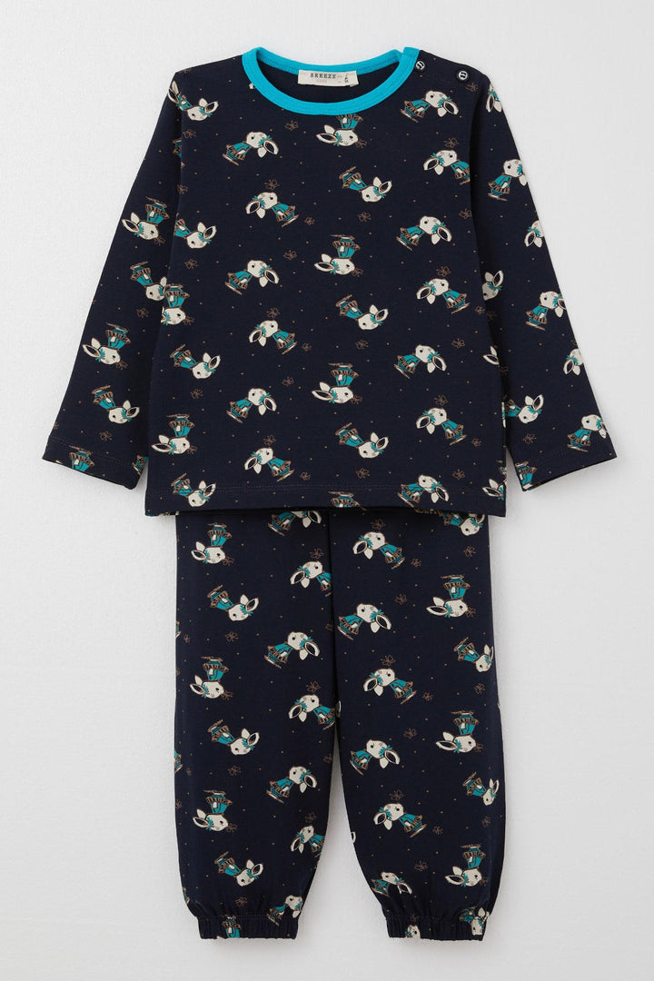 BRE Breeze Girl's Pajama Set Cute Bunny & Butterfly Patterned 1-3 Years, Dark Blue - Offenburg