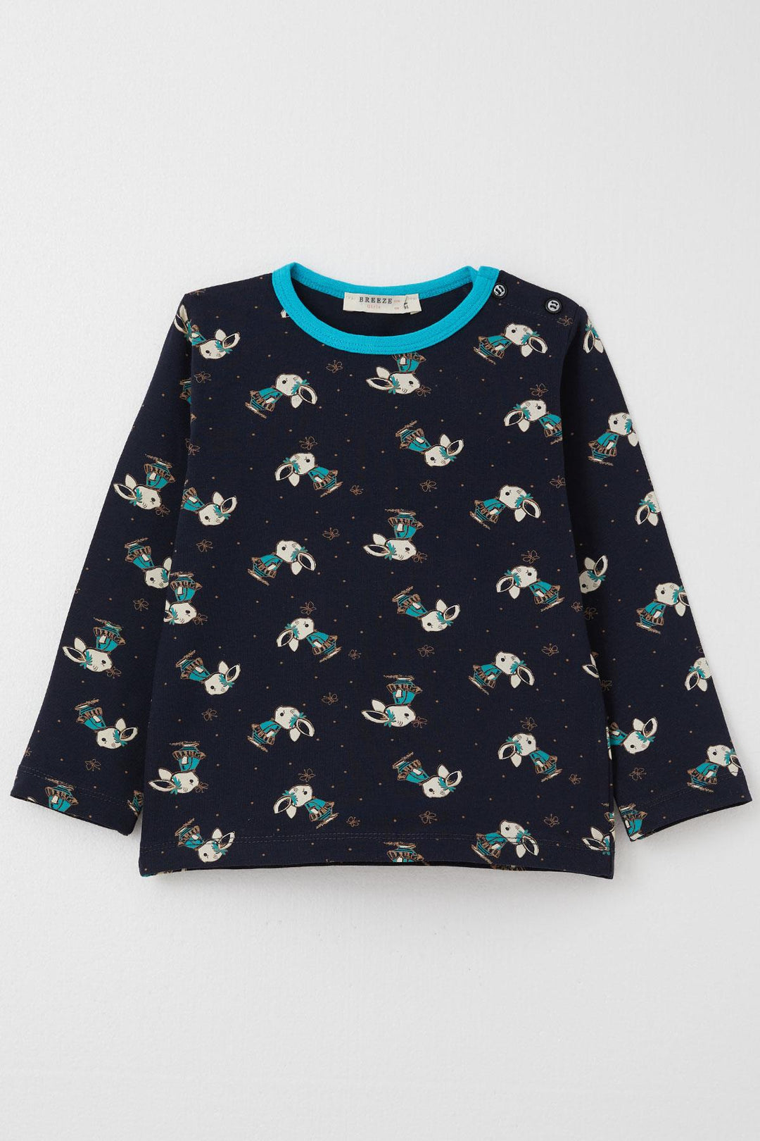 BRE Breeze Girl's Pajama Set Cute Bunny & Butterfly Patterned 1-3 Years, Dark Blue - Offenburg