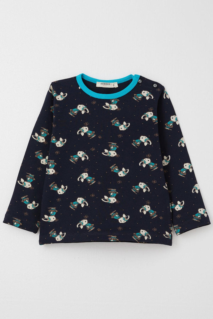 BRE Breeze Girl's Pajama Set Cute Bunny & Butterfly Patterned 1-3 Years, Dark Blue - Offenburg
