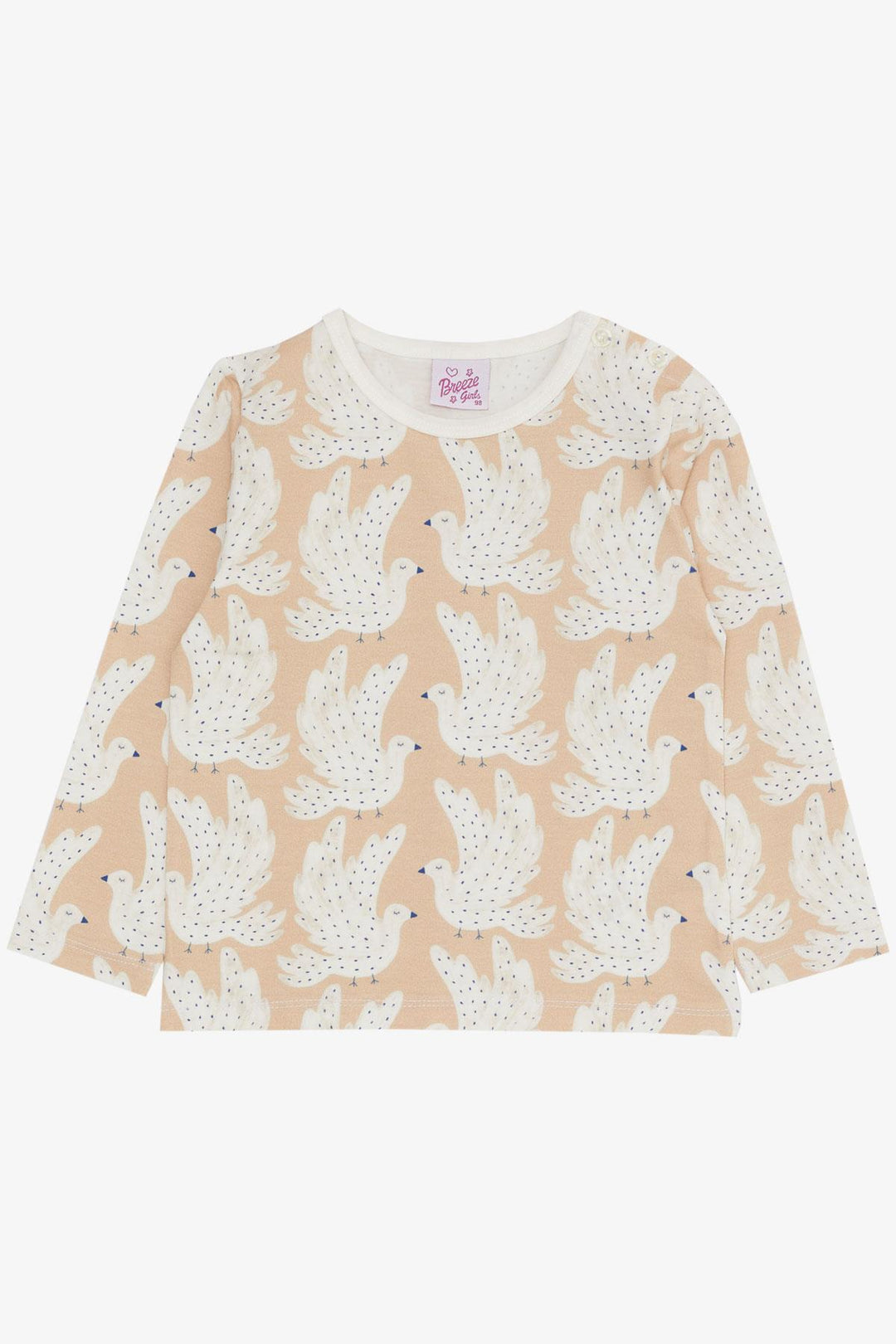 BRE Breeze Girl's Pajama Set Cute Pigeon Patterned 1-3 Years, Beige - Ipswich