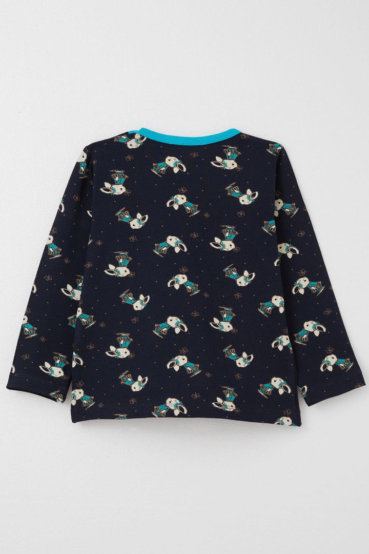 BRE Breeze Girl's Pajama Set Cute Bunny & Butterfly Patterned 1-3 Years, Dark Blue - Offenburg