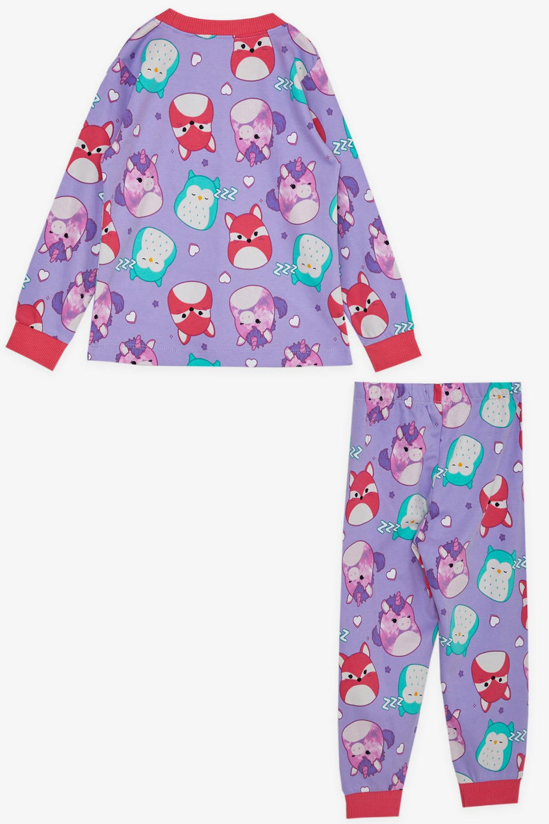 BRE Breeze Girl's Pajama Set with Cute Animal Pattern, 1-4 Years, Lilac - Invercargill
