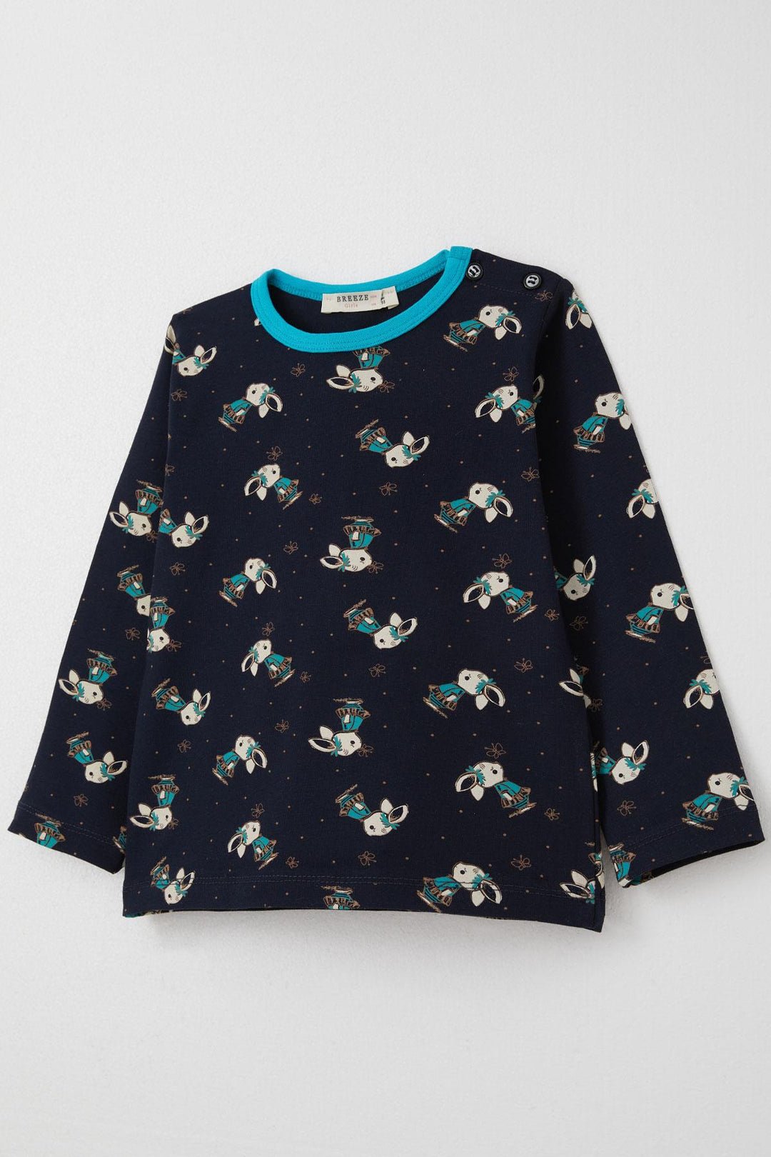 BRE Breeze Girl's Pajama Set Cute Bunny & Butterfly Patterned 1-3 Years, Dark Blue - Offenburg