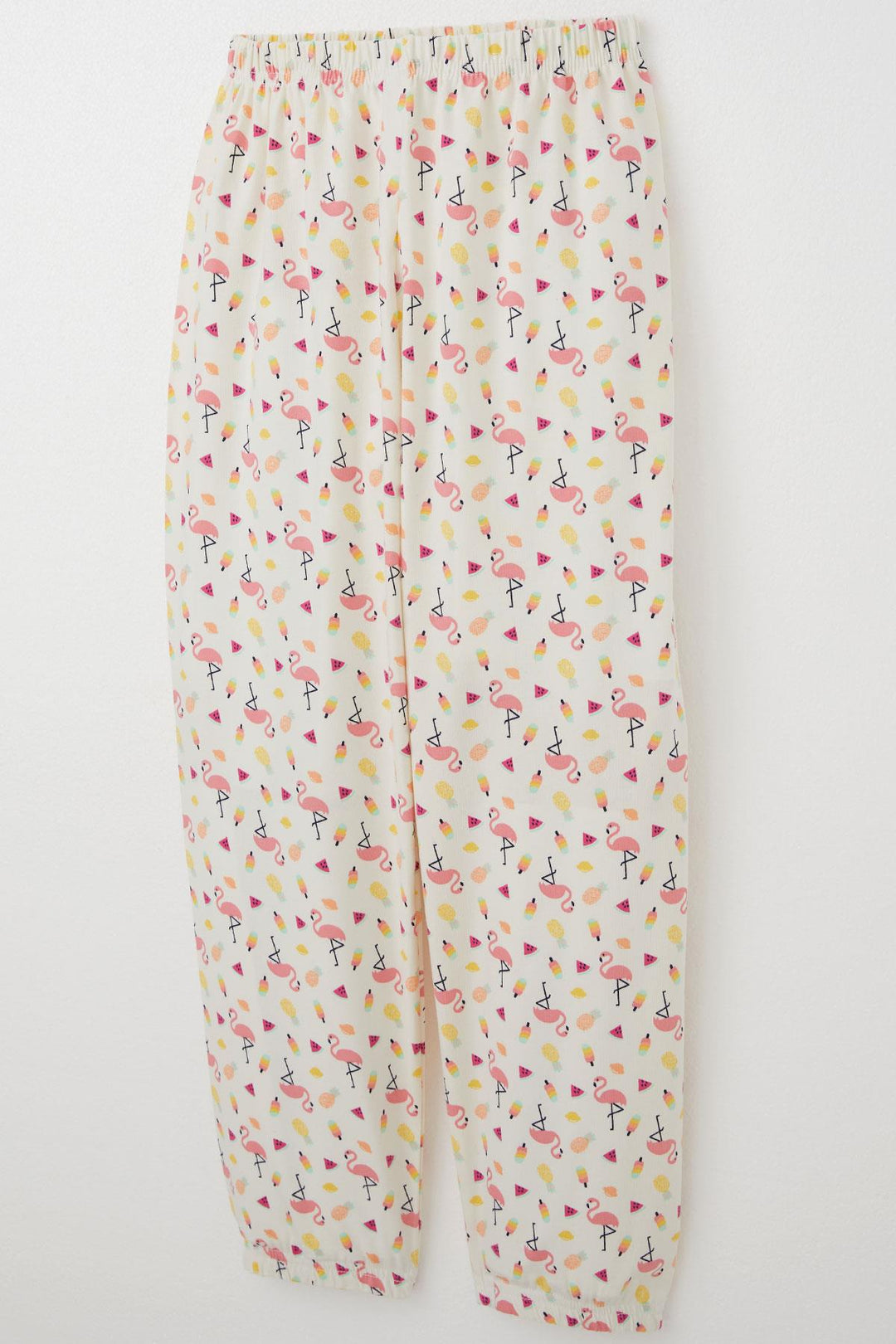 BRE Breeze Girl's Pajama Set Tropical Fruit & Flamingo Patterned 4-8 Years, Beige - Zacatepec