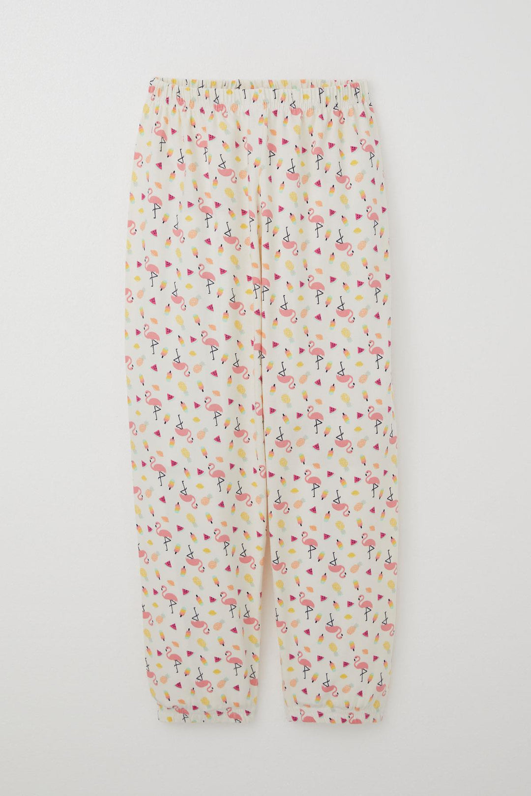 BRE Breeze Girl's Pajama Set Tropical Fruit & Flamingo Patterned 4-8 Years, Beige - Zacatepec