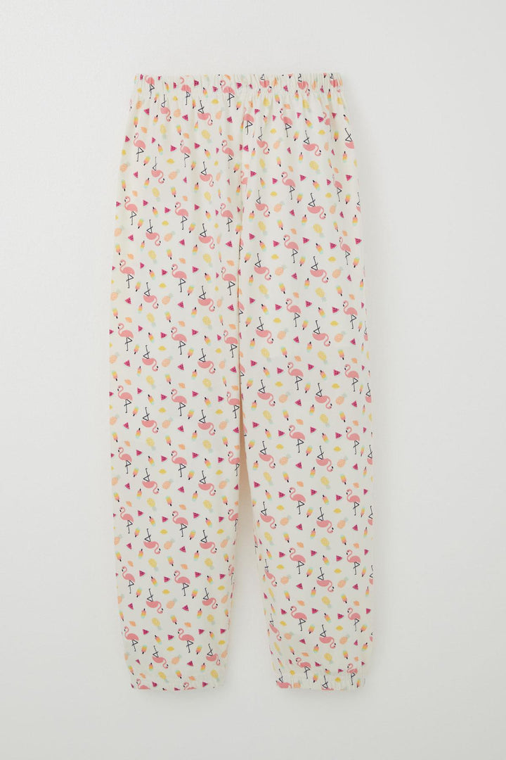 BRE Breeze Girl's Pajama Set Tropical Fruit & Flamingo Patterned 4-8 Years, Beige - Zacatepec
