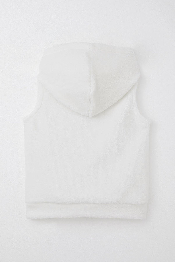 BRE Breeze Girl's Polar Vest with Heart Emblem Hooded Pocketed 3-8 Years, White - Watsonville