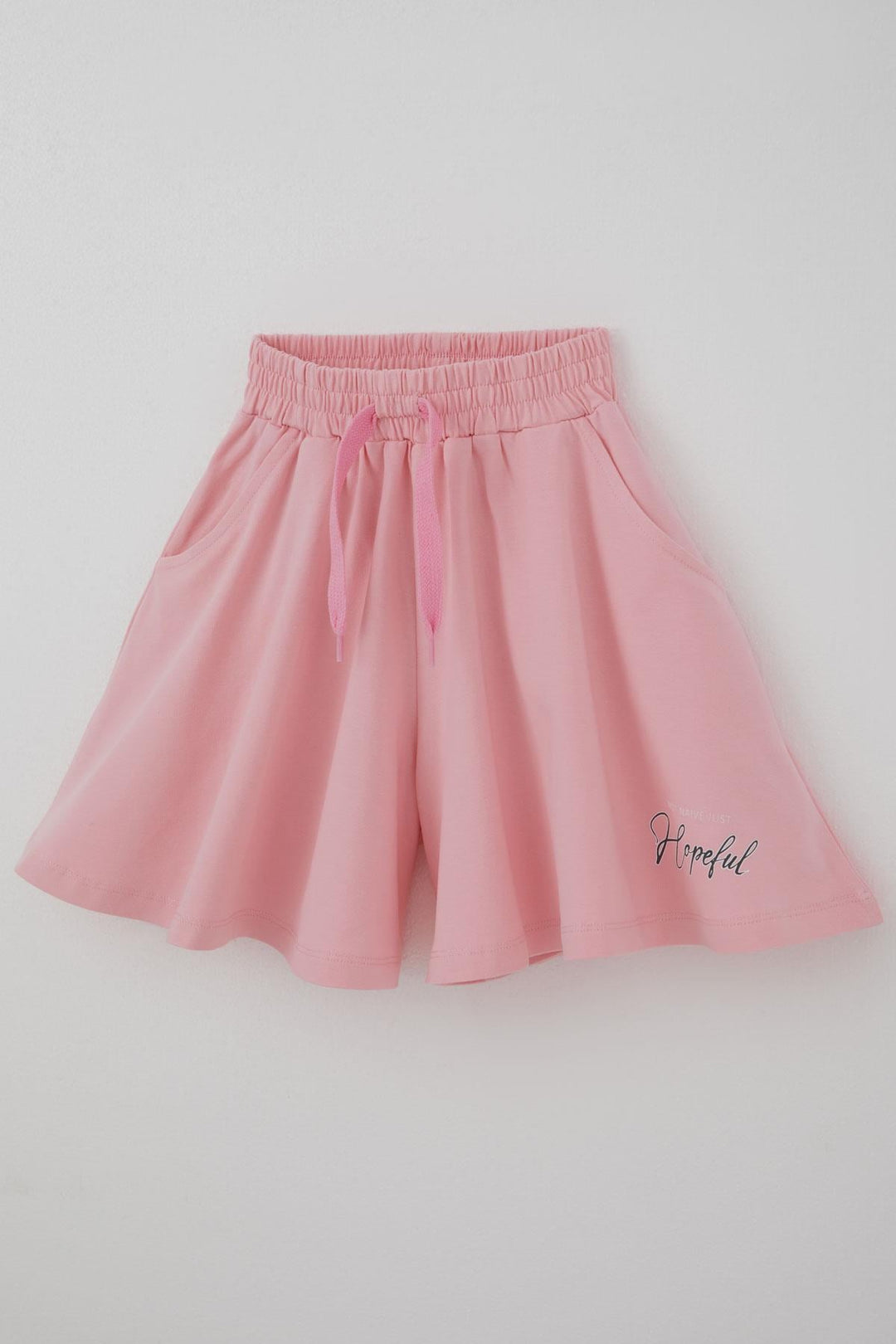 BRE Breeze Kız Çocuk Rahat Kesim Geniş Paça Şort Yazı Baskılı 62 Yaş, Pembe - Grays