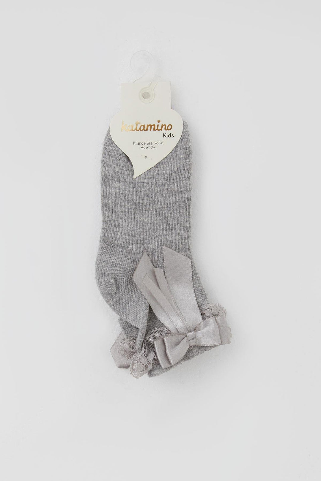 BRE Breeze Kız Çocuk Soket Çorap Dantelli Fiyonk Detaylı 32 Yaş, Gri Melanj - San Juan del Río