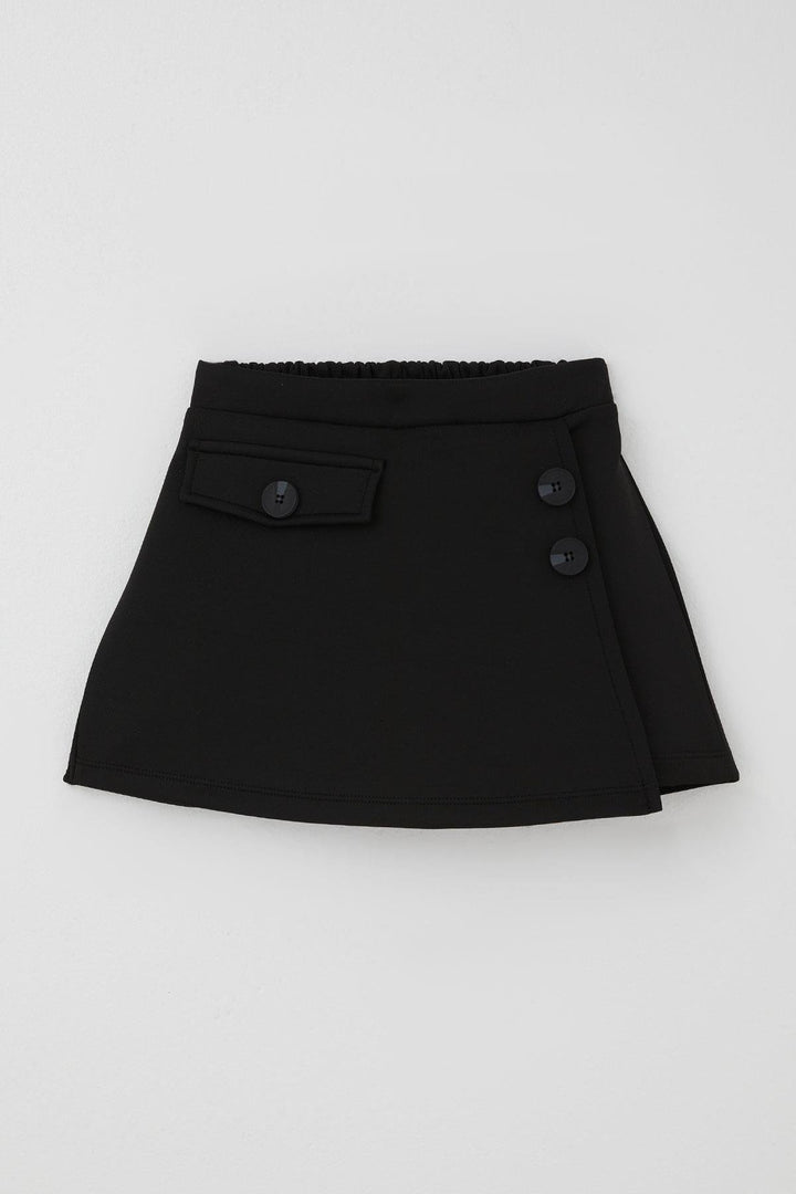 BRE Breeze Girl Child Shorts Skirt with Pocket Flap Detail Button Accessory 62 Years, Black - Lausanne