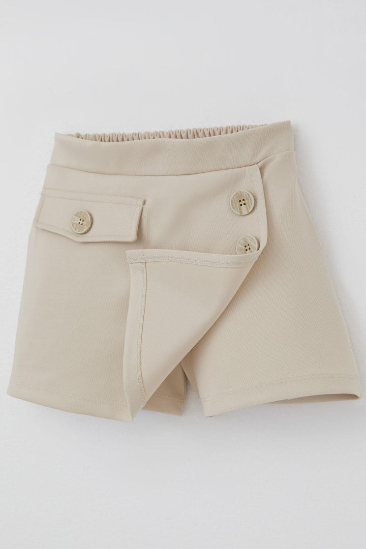 BRE Breeze Kız Çocuk Şort Etek Cep Kapağı Detaylı Düğme Aksesuarlı 62 Yaş, Taş - Frankenthal