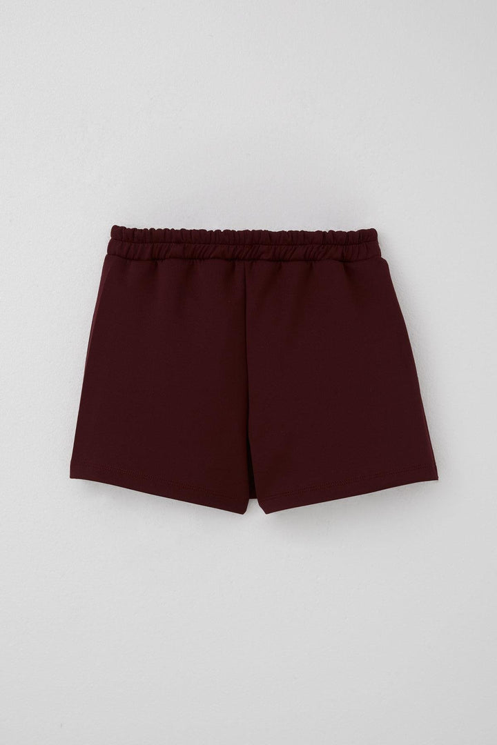 BRE Breeze Girl Child Shorts Skirt with Pocket Cover Detail Button Accessorized 62 Years, Burgundy - Imperia
