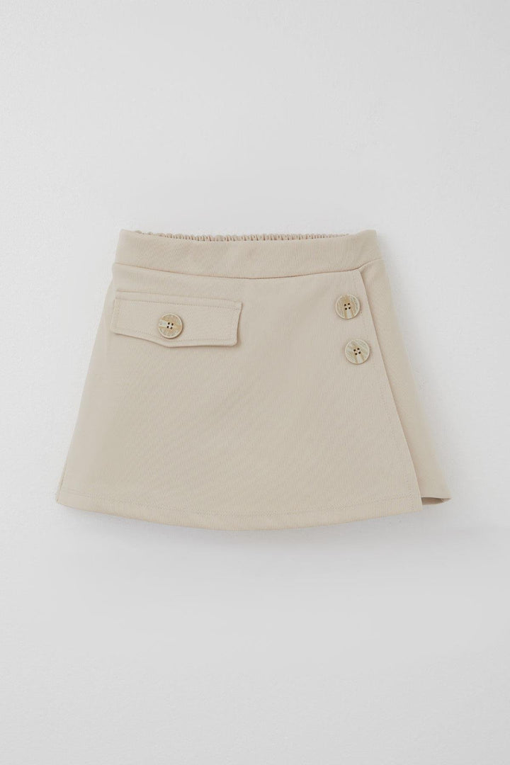 BRE Breeze Kız Çocuk Şort Etek Cep Kapağı Detaylı Düğme Aksesuarlı 62 Yaş, Taş - Frankenthal