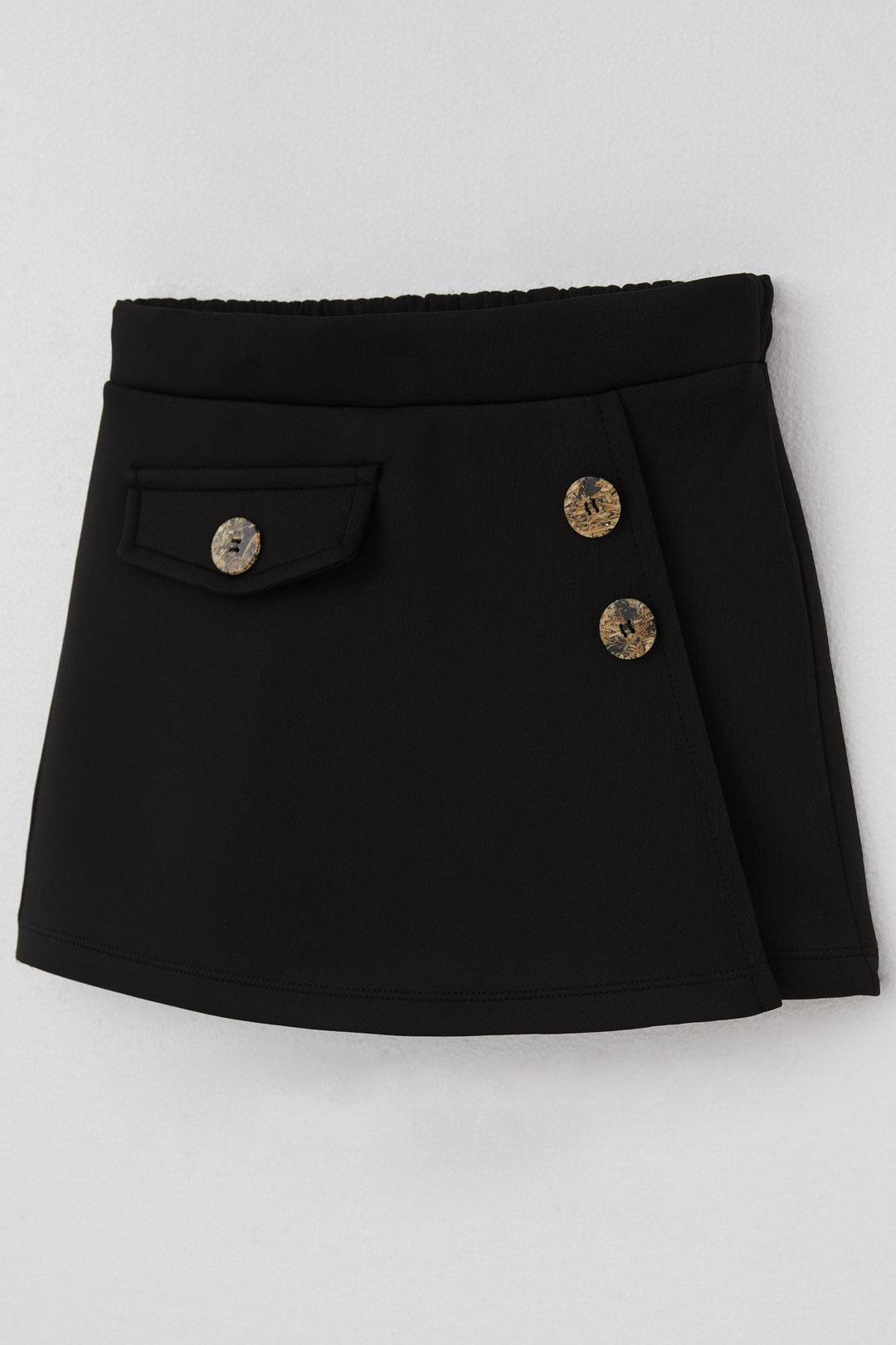 BRE Breeze Girl Child Shorts Skirt with Pocket Flap Detail Button Accessory 62 Years, Black - San Jacinto