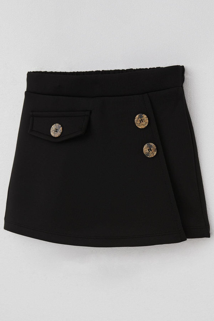 BRE Breeze Girl Child Shorts Skirt with Pocket Flap Detail Button Accessory 62 Years, Black - San Jacinto