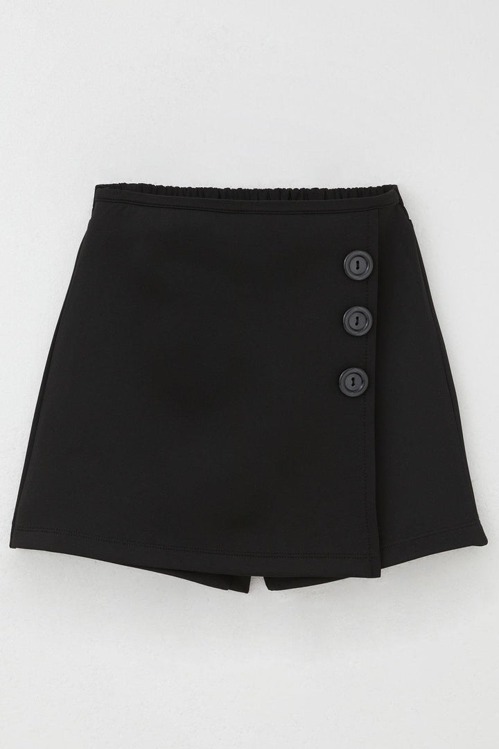 BRE Breeze Girl Child Shorts Skirt with Button Accessories Elastic Waist 62 Years, Black - Boulder