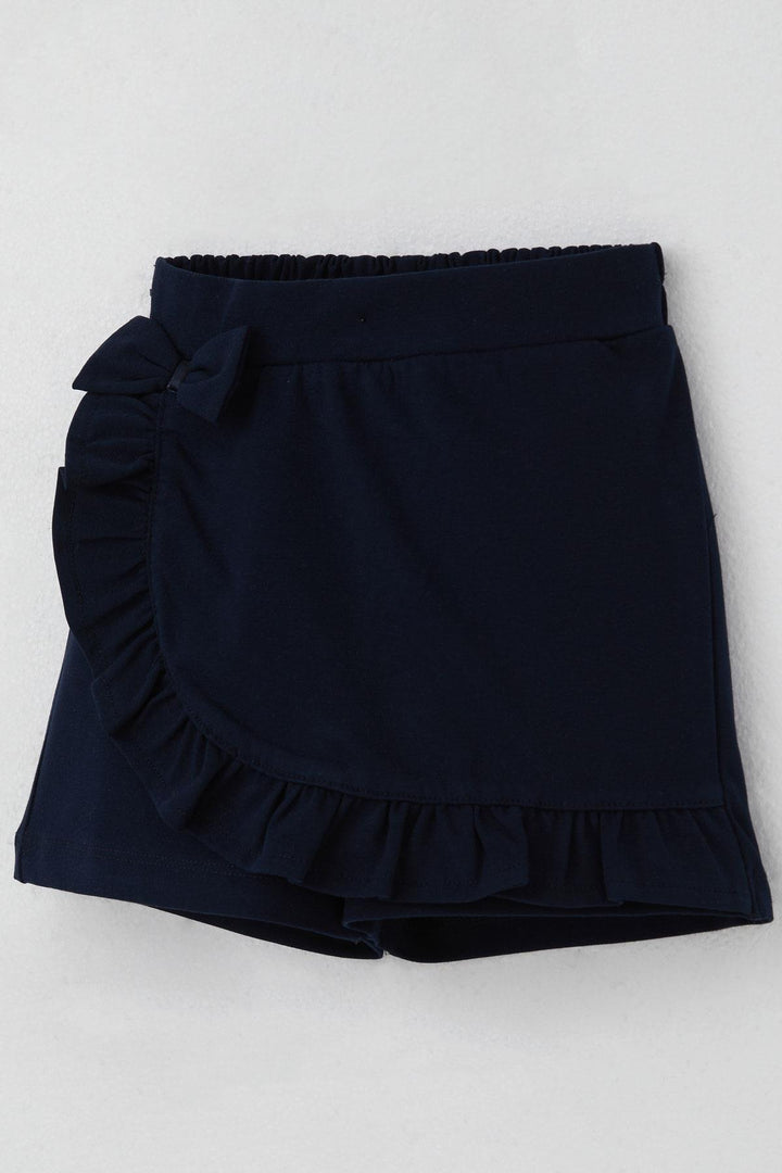 BRE Breeze Girl Child Shorts Skirt with Bow Accessory Frilly 3-8 Years, Navy Blue - Randolph