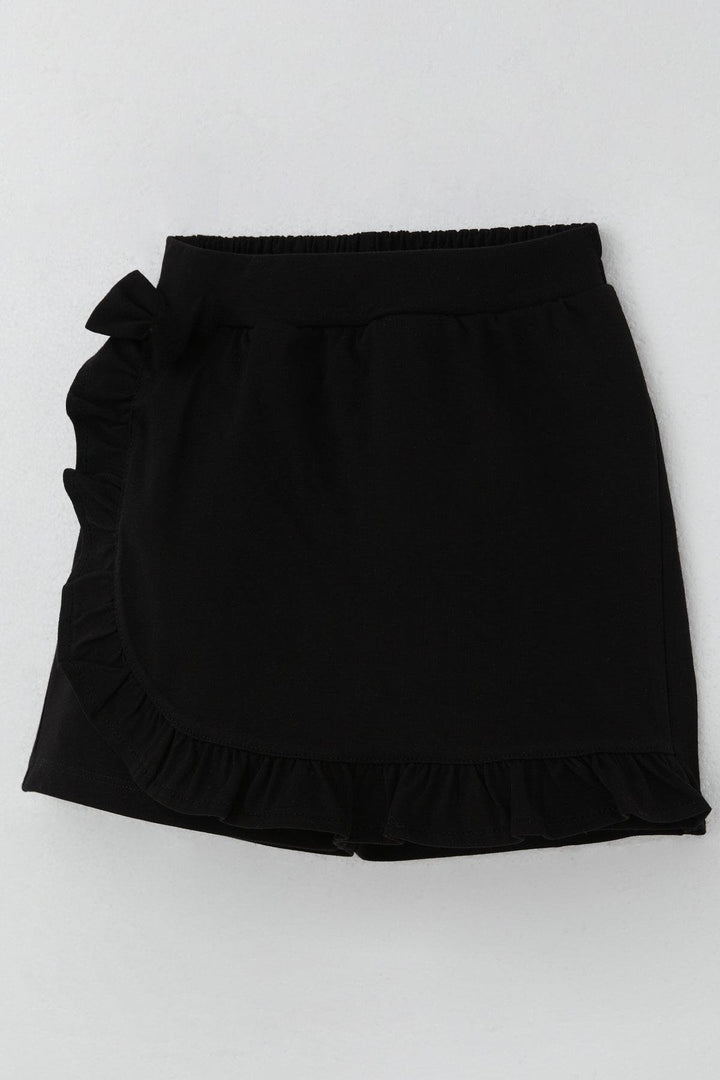 BRE Breeze Girl Child Shorts Skirt with Bow Accessory Frilly 60 Years, Black - Ourém