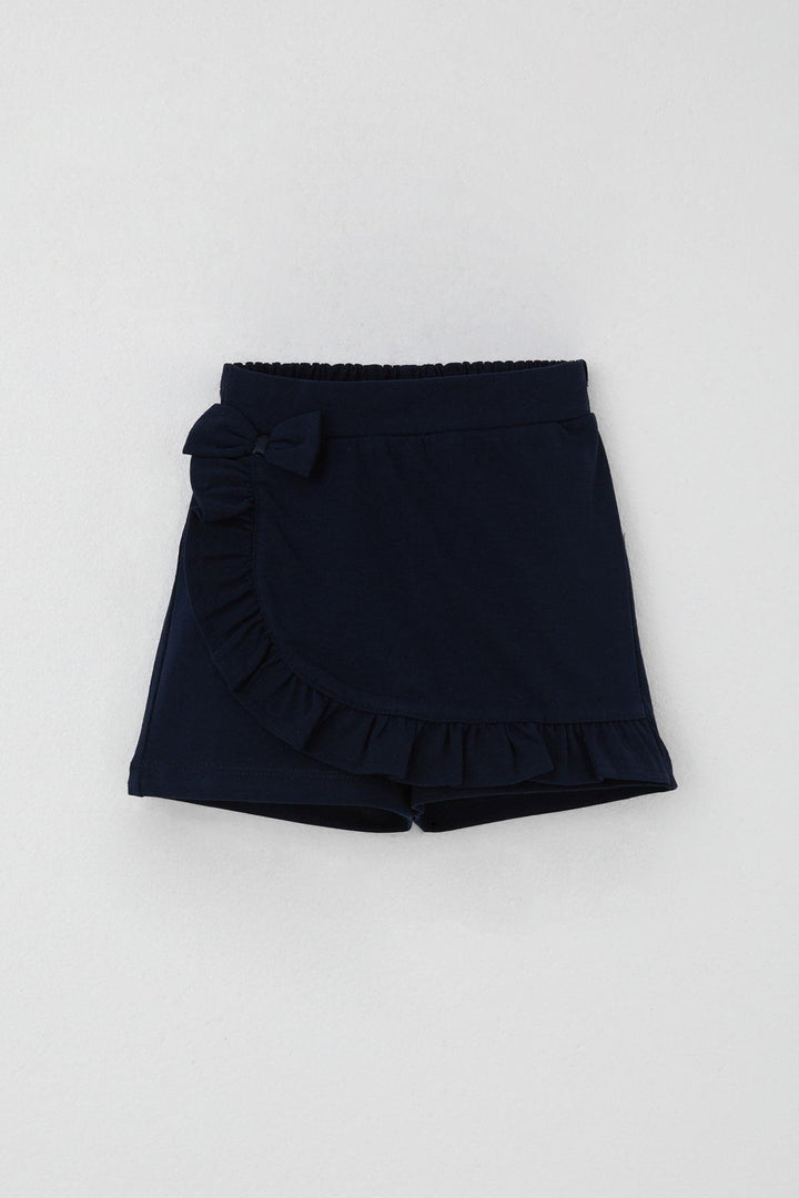 BRE Breeze Girl Child Shorts Skirt with Bow Accessory Frilly 3-8 Years, Navy Blue - Randolph