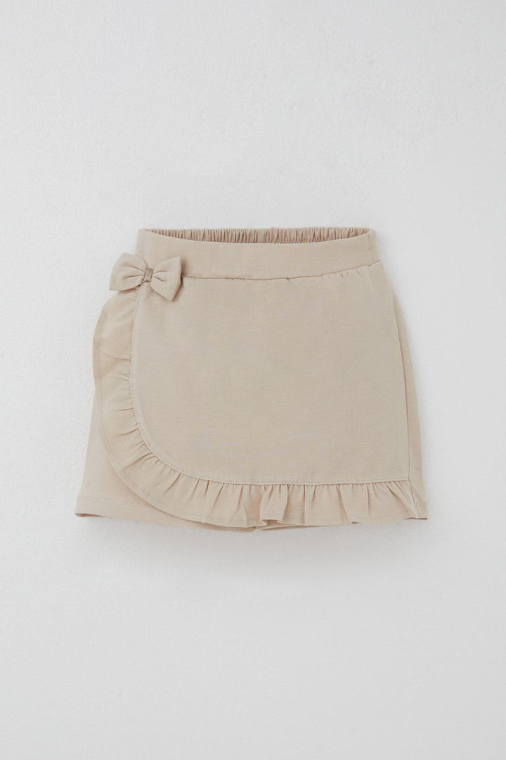 BRE Breeze Girl Child Shorts Skirt with Bow Accessory Frilly 60 Years, Beige - Santa Cruz