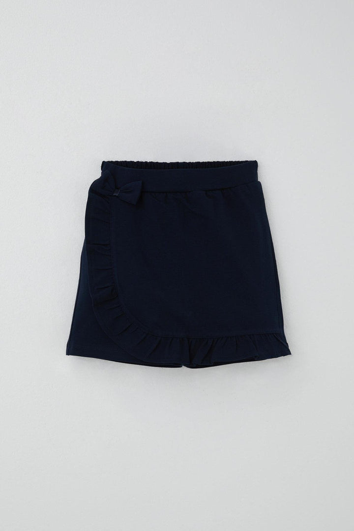BRE Breeze Girl Child Shorts Skirt with Bow Accessory Frilly 60 Years, Navy Blue - Rialto