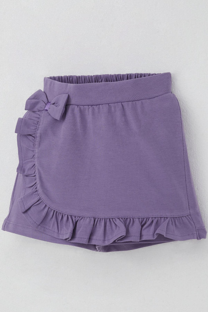 BRE Breeze Girl's Shorts Skirt with Bow Accessory Frilly 3-8 Years, Lilac - Huntersville