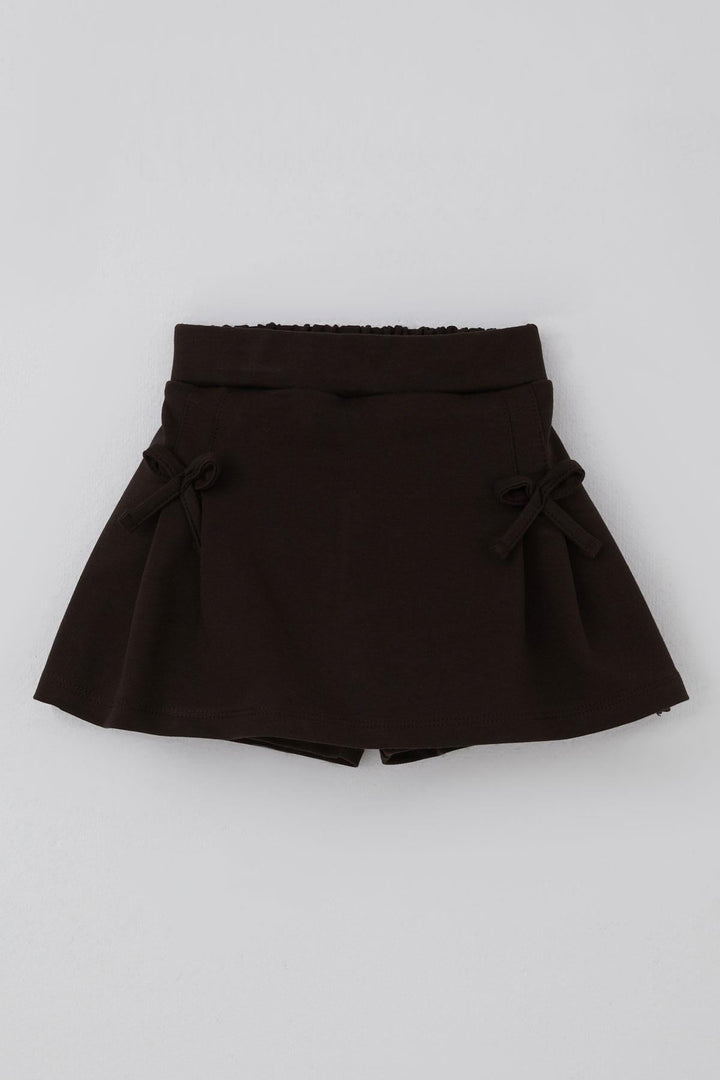 BRE Breeze Girl Child Shorts Skirt with Bow Accessory Elastic Waist 3-7 Years, Dark Brown - Fort Myers