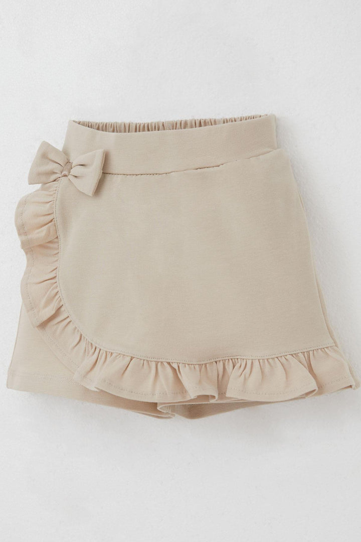 BRE Breeze Girl Child Shorts Skirt with Bow Accessory Frilly 3-8 Years, Beige - Oshkosh