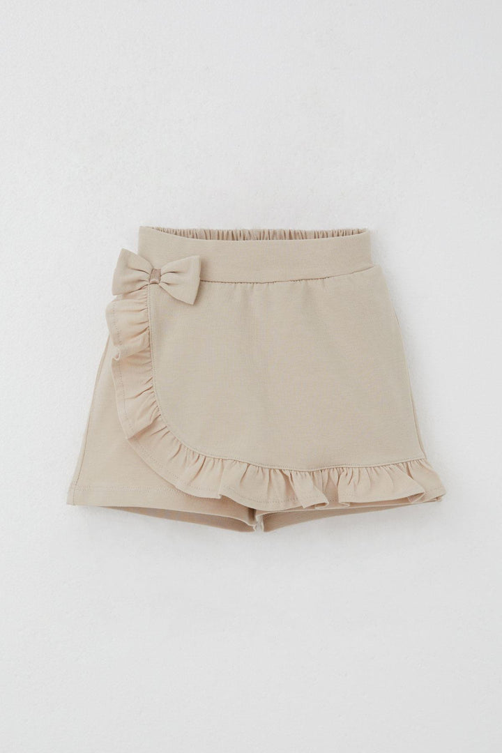 BRE Breeze Girl Child Shorts Skirt with Bow Accessory Frilly 3-8 Years, Beige - Oshkosh