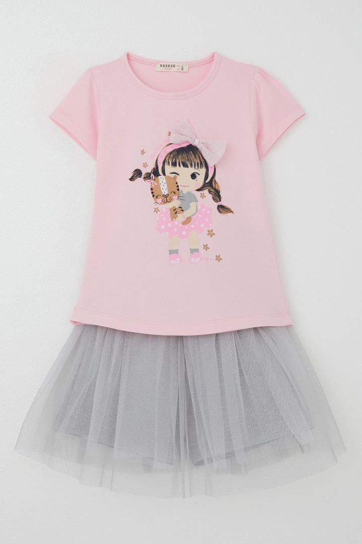 BRE Breeze Girl Child Shorts Skirt Set Animal Love Themed Girl Printed Bow Accessorized 2-6 Years, Pink - Schenectady