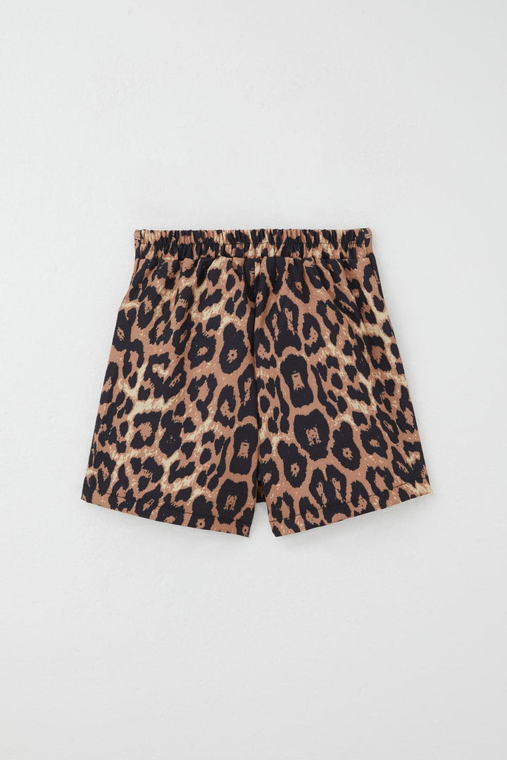 BRE Breeze Girl Child Shorts Skirt with Leopard Pattern Button Accessory 62 Years, Brown - Kalamariá