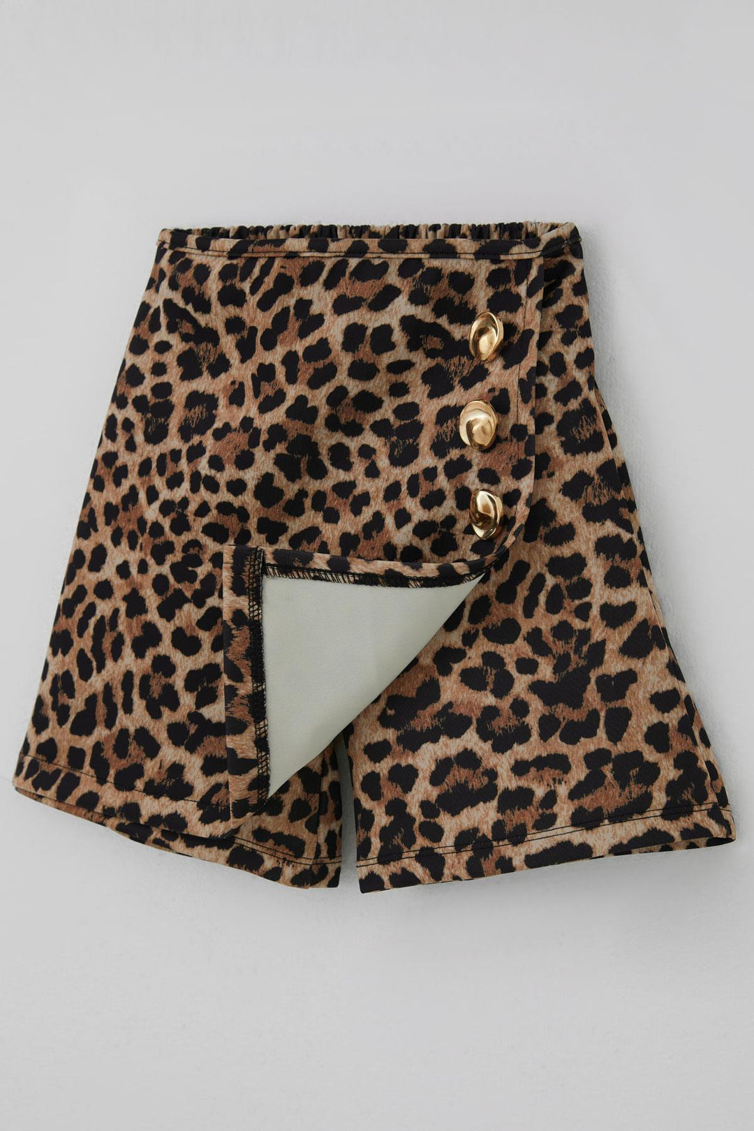 BRE Breeze Girl Child Shorts Skirt with Leopard Pattern Button Accessory 62 Years, Brown - Valenciennes