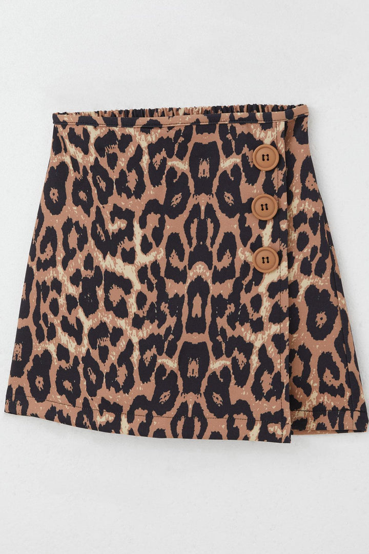 BRE Breeze Girl Child Shorts Skirt with Leopard Pattern Button Accessory 62 Years, Brown - Rotterdam