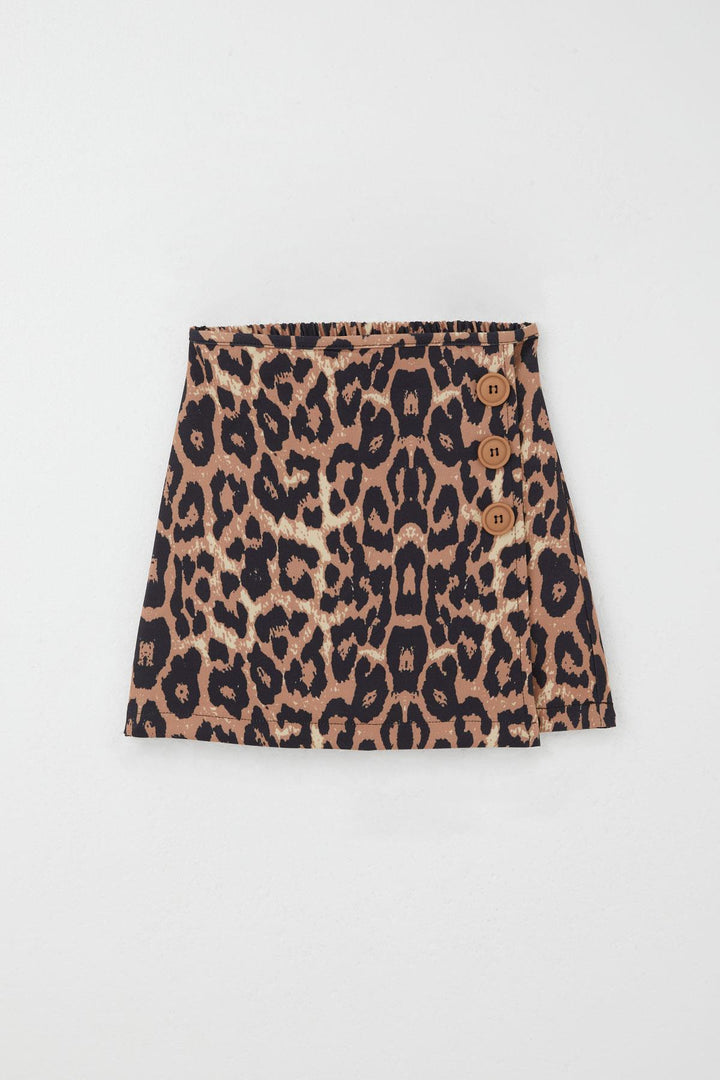 BRE Breeze Girl Child Shorts Skirt with Leopard Pattern Button Accessory 62 Years, Brown - Rotterdam